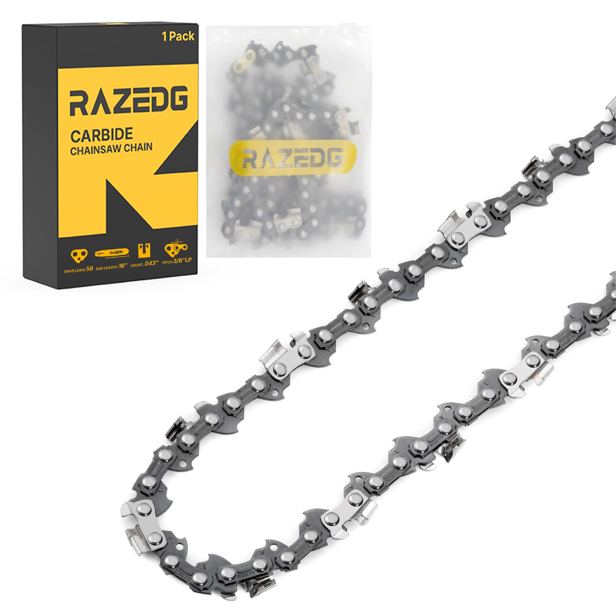 Carbide Chainsaw Chain 16 Inch, 3/8